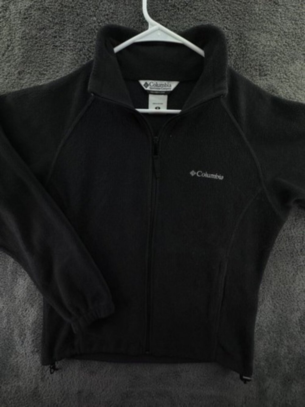 Columbia Women Medium Fleece Jacket Black Polyester Zip Long Sleeve Adult Soft